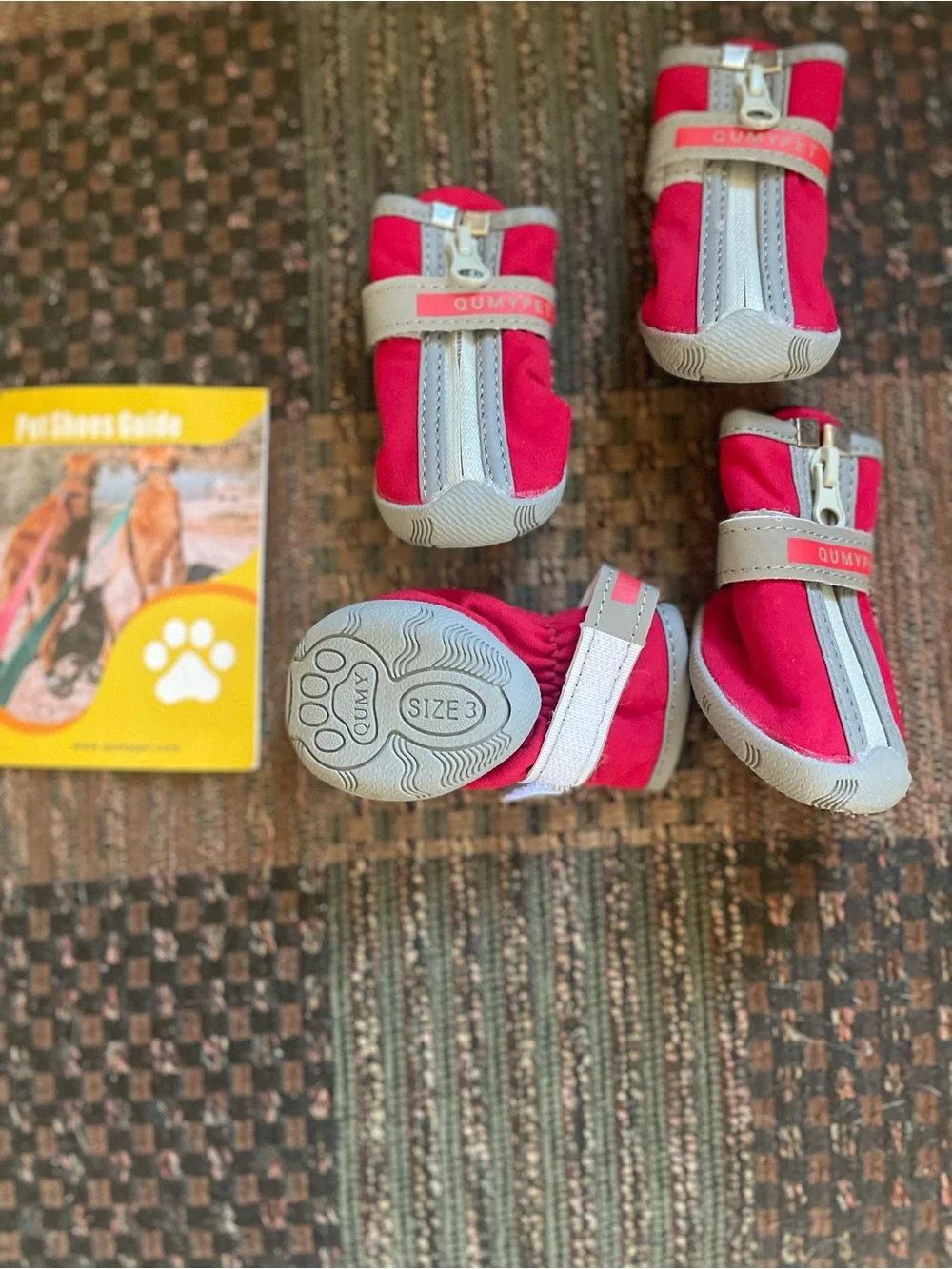 QUMYPET Red Dog Boots - Set of 4